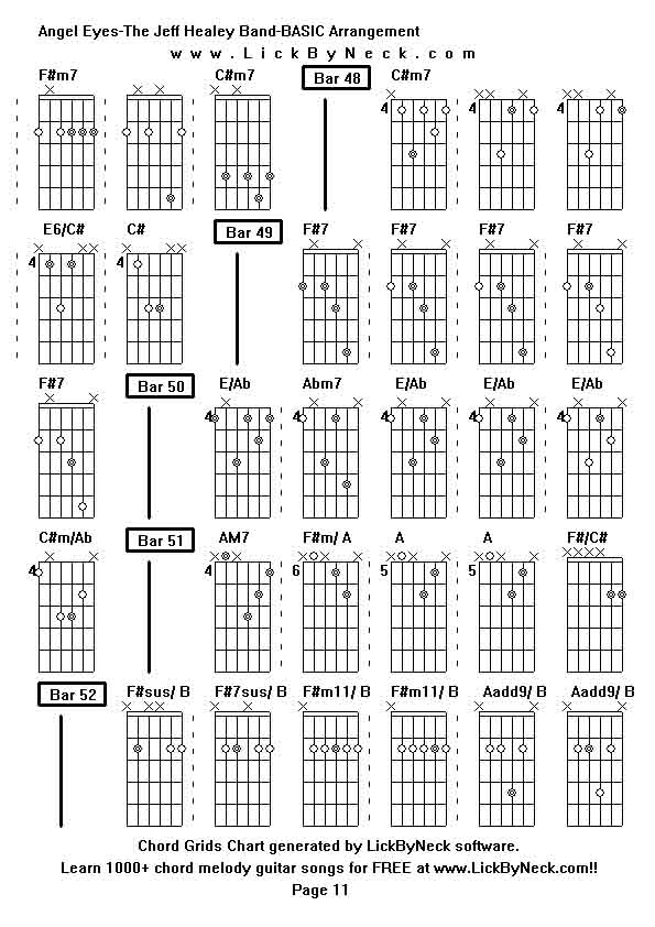 Chord Grids Chart of chord melody fingerstyle guitar song-Angel Eyes-The Jeff Healey Band-BASIC Arrangement,generated by LickByNeck software.